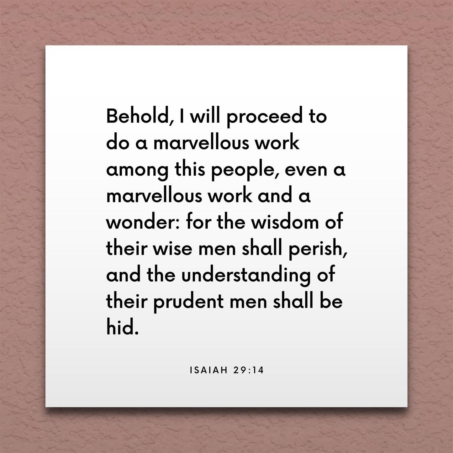 Wall-mounted scripture tile for Isaiah 29:14 - "I will do a marvellous work and a wonder"