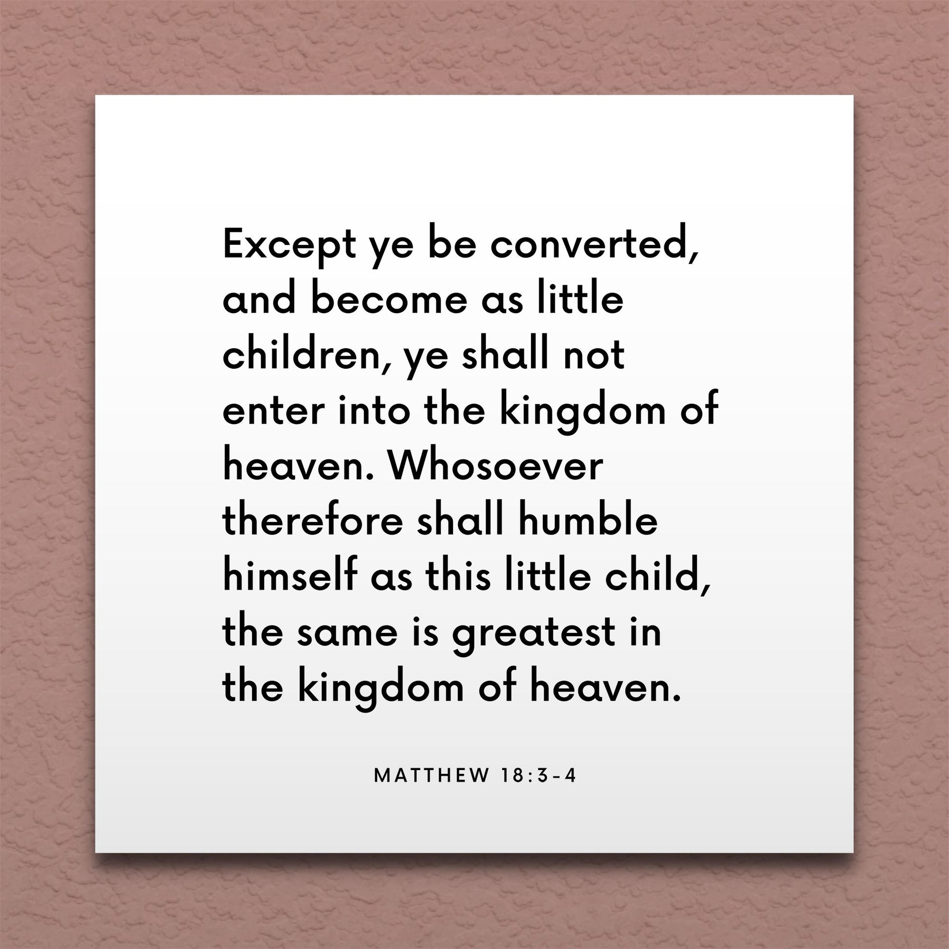 Wall-mounted scripture tile for Matthew 18:3-4 - "Except ye be converted, and become as little children"