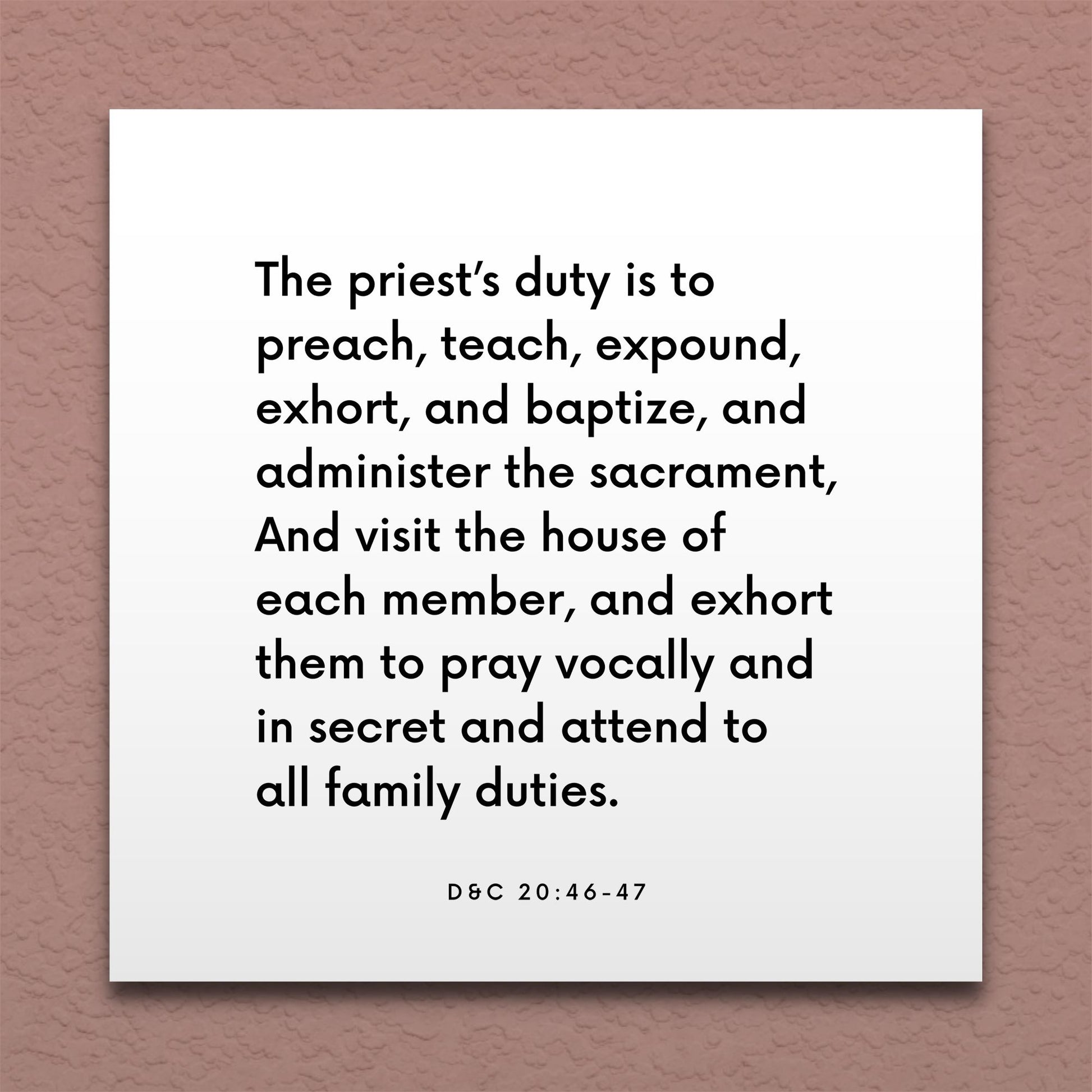 Wall-mounted scripture tile for D&C 20:46-47 - "The duties of a Priest"