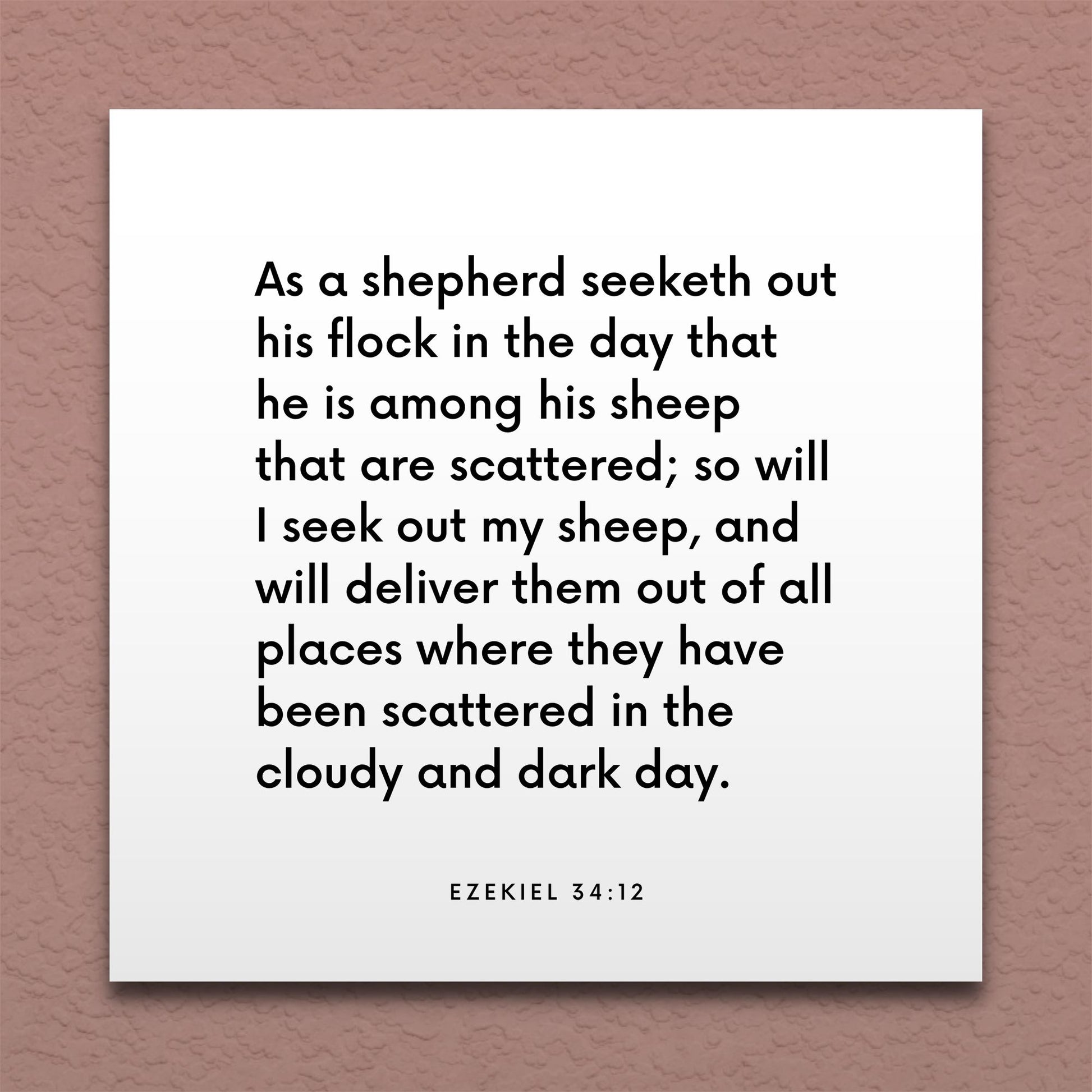 Wall-mounted scripture tile for Ezekiel 34:12 - "A shepherd seeketh out his flock"