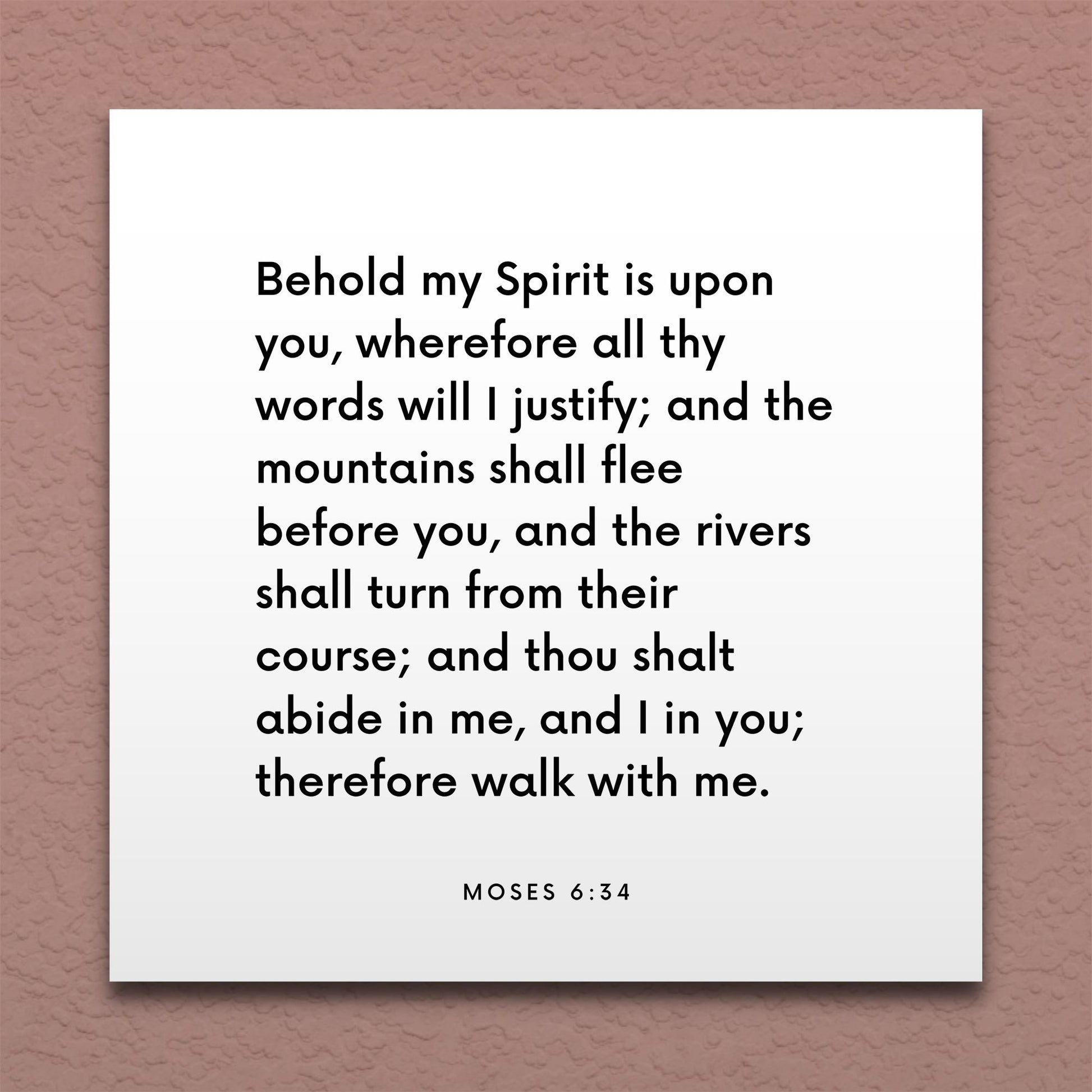 Wall-mounted scripture tile for Moses 6:34 - "Thou shalt abide in me, and I in you"