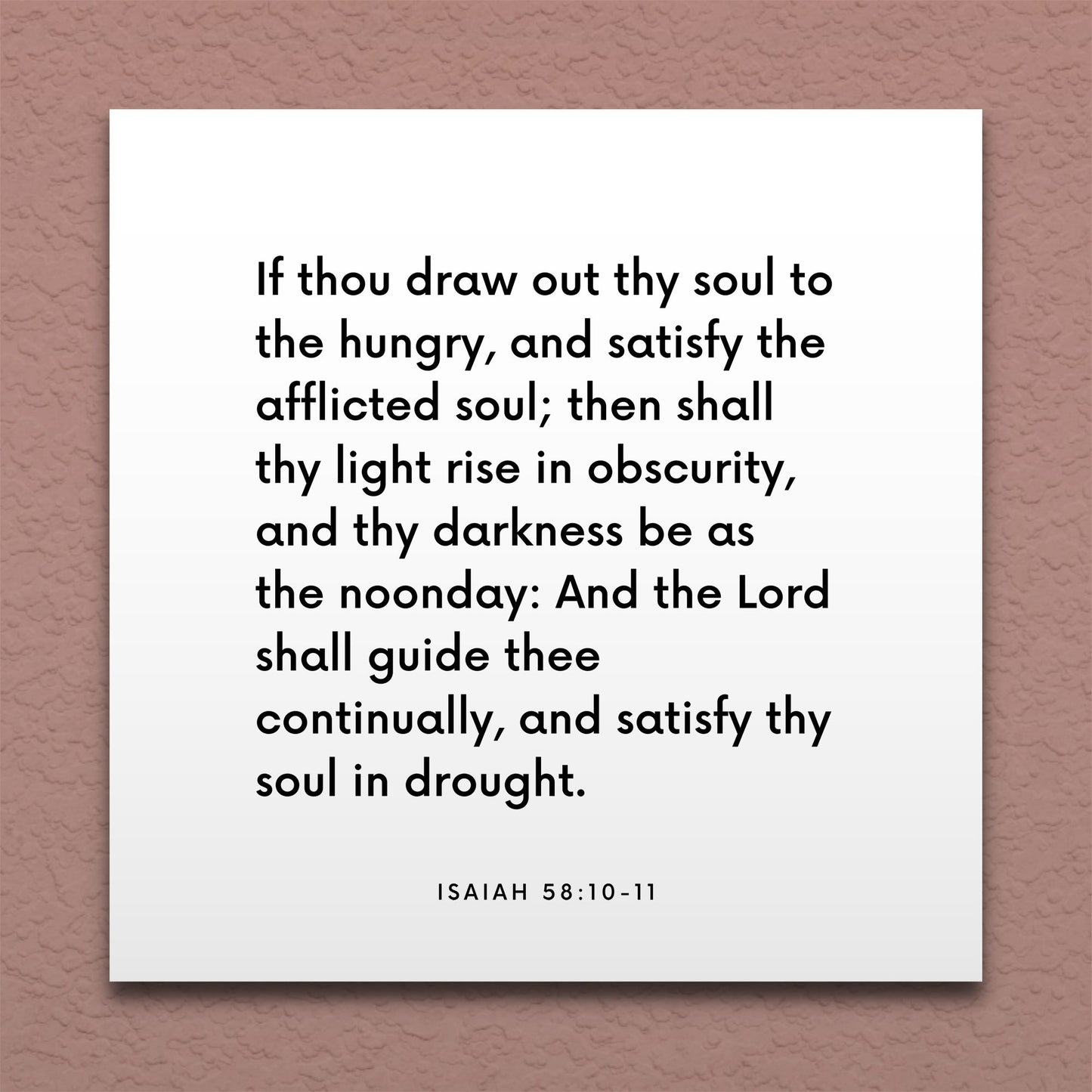 Wall-mounted scripture tile for Isaiah 58:10-11 - "If thou draw out thy soul to the hungry"