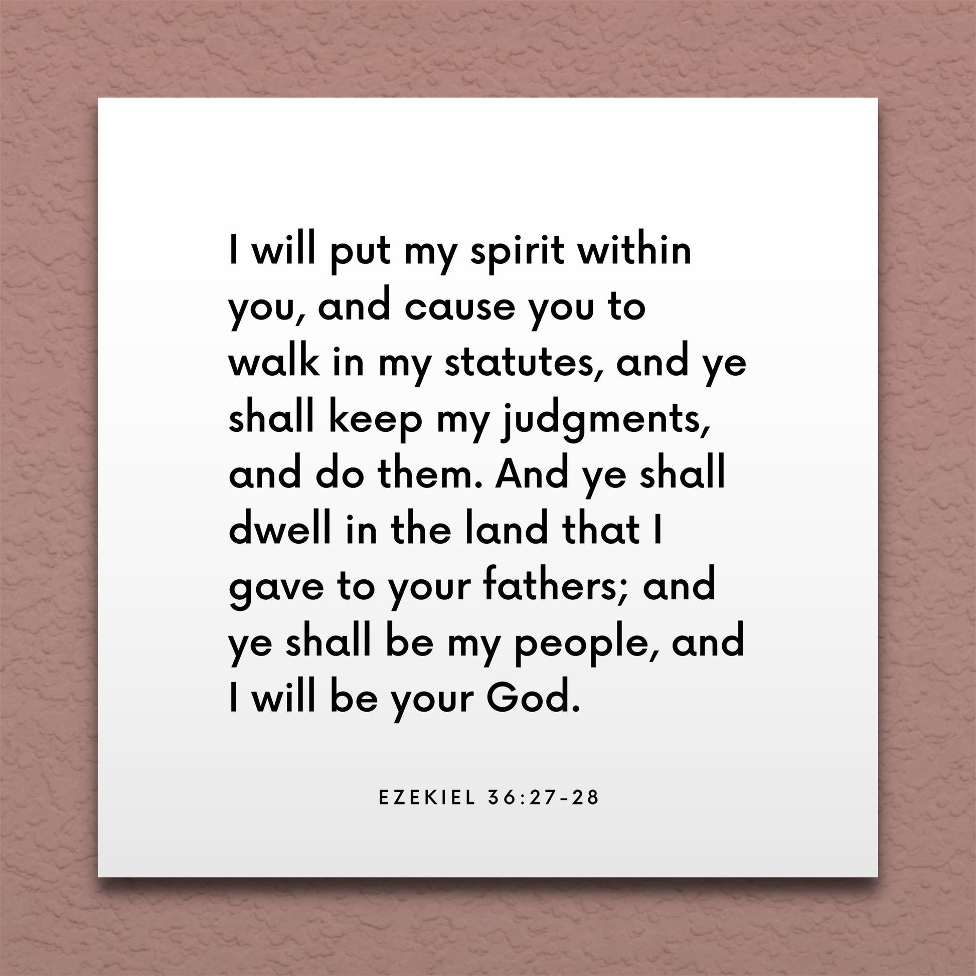 Wall-mounted scripture tile for Ezekiel 36:27-28 - "I will put my spirit within you"