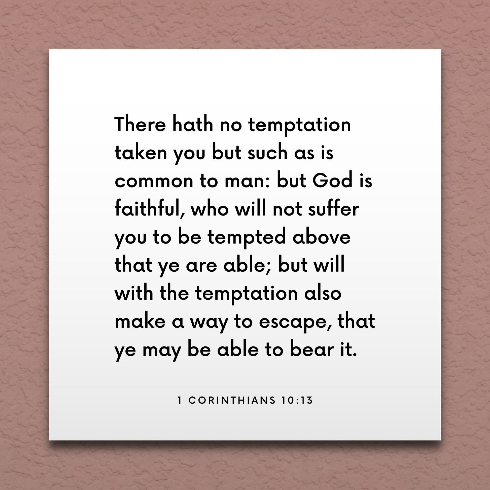 Wall-mounted scripture tile for 1 Corinthians 10:13 - "God will not suffer you to be tempted above that ye are able"