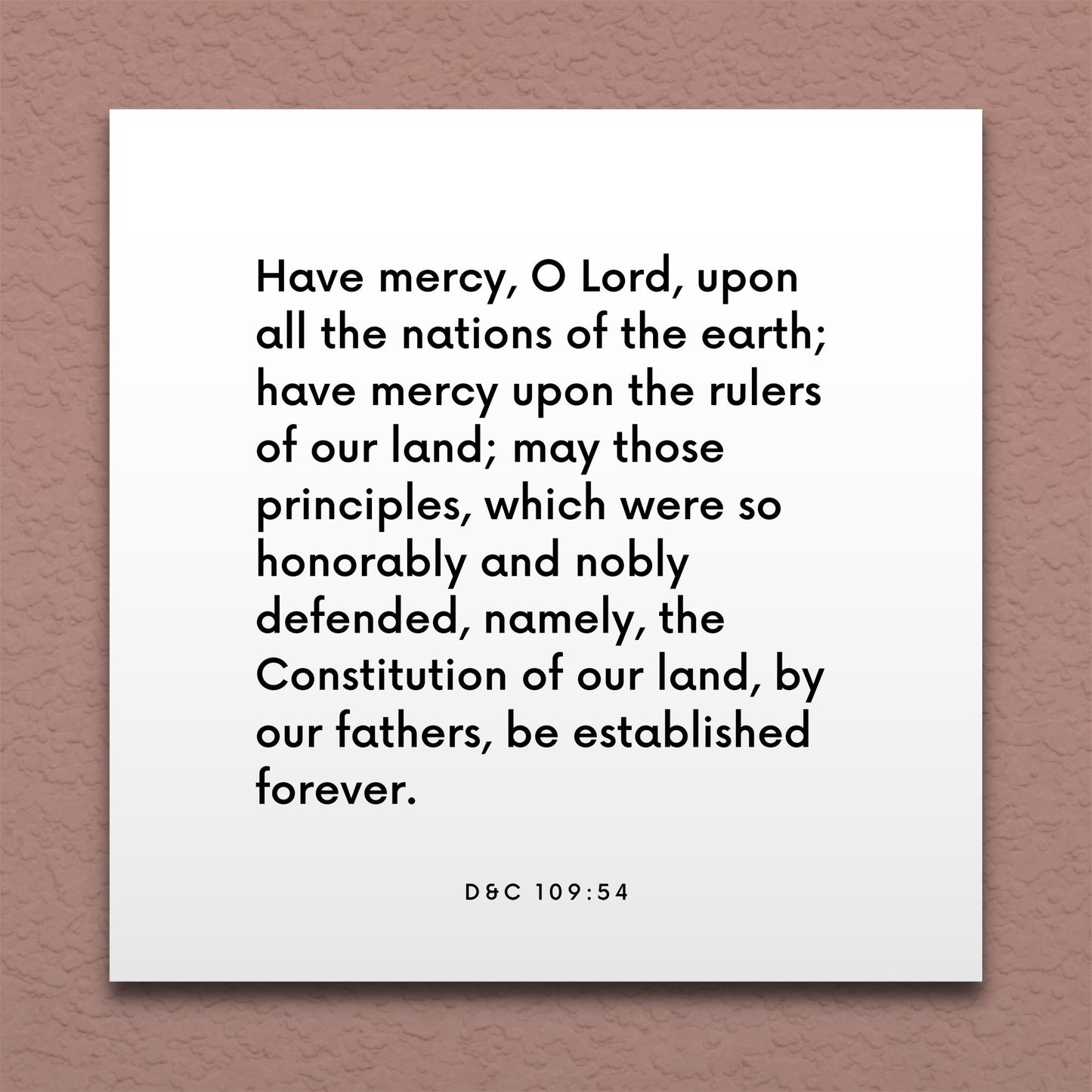 Wall-mounted scripture tile for D&C 109:54 - "May the Constitution of our land be established forever"