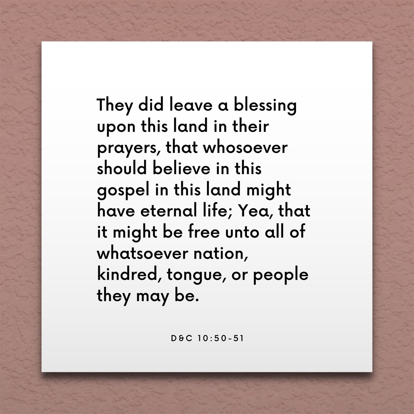 Wall-mounted scripture tile for D&C 10:50-51 - "They did leave a blessing upon this land in their prayers"