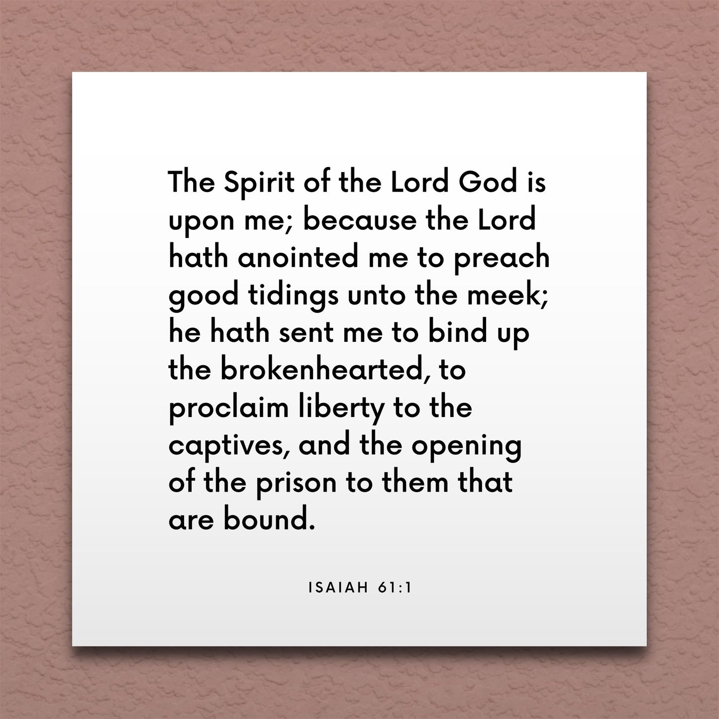Wall-mounted scripture tile for Isaiah 61:1 - "He hath sent me to bind up the brokenhearted"