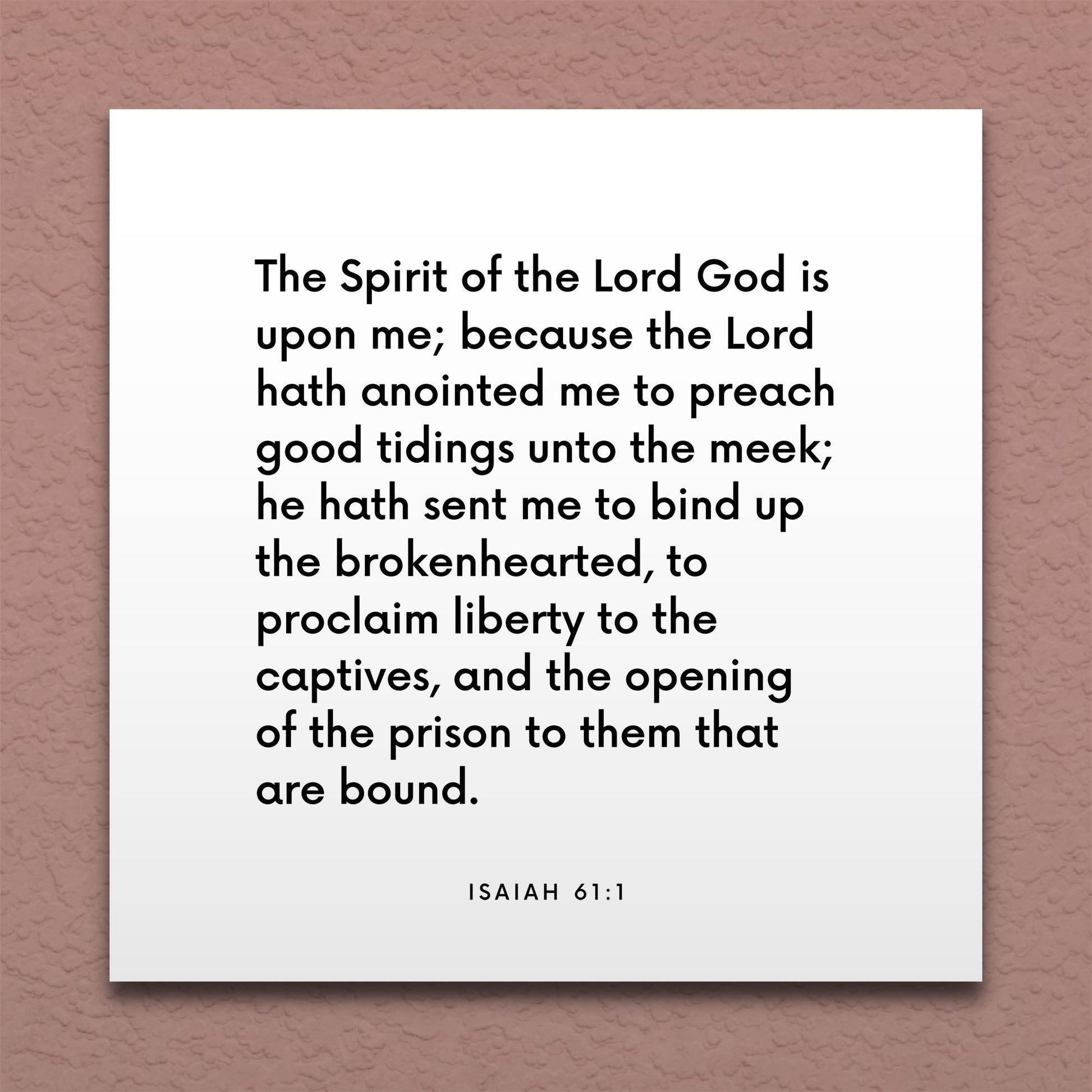 Wall-mounted scripture tile for Isaiah 61:1 - "He hath sent me to bind up the brokenhearted"