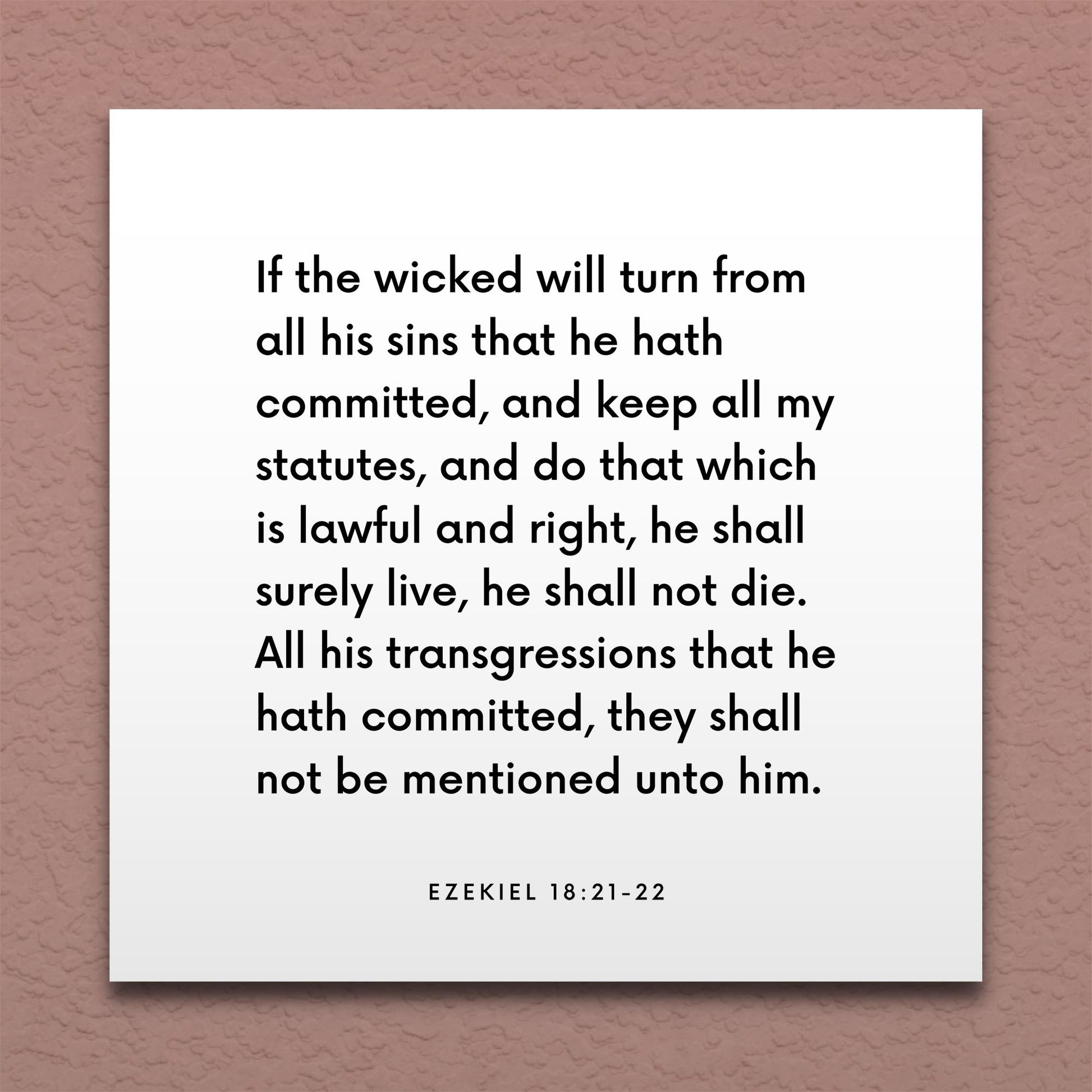 Wall-mounted scripture tile for Ezekiel 18:21-22 - "If the wicked will turn from all his sins"