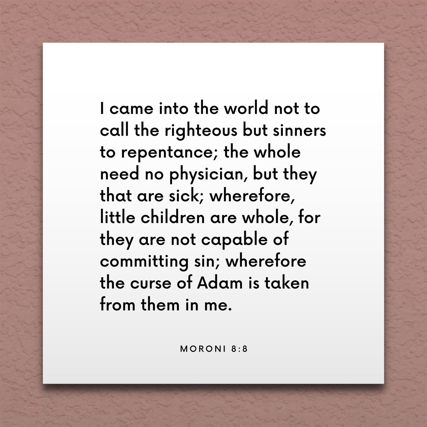 Wall-mounted scripture tile for Moroni 8:8 - "Little children are not capable of committing sin"