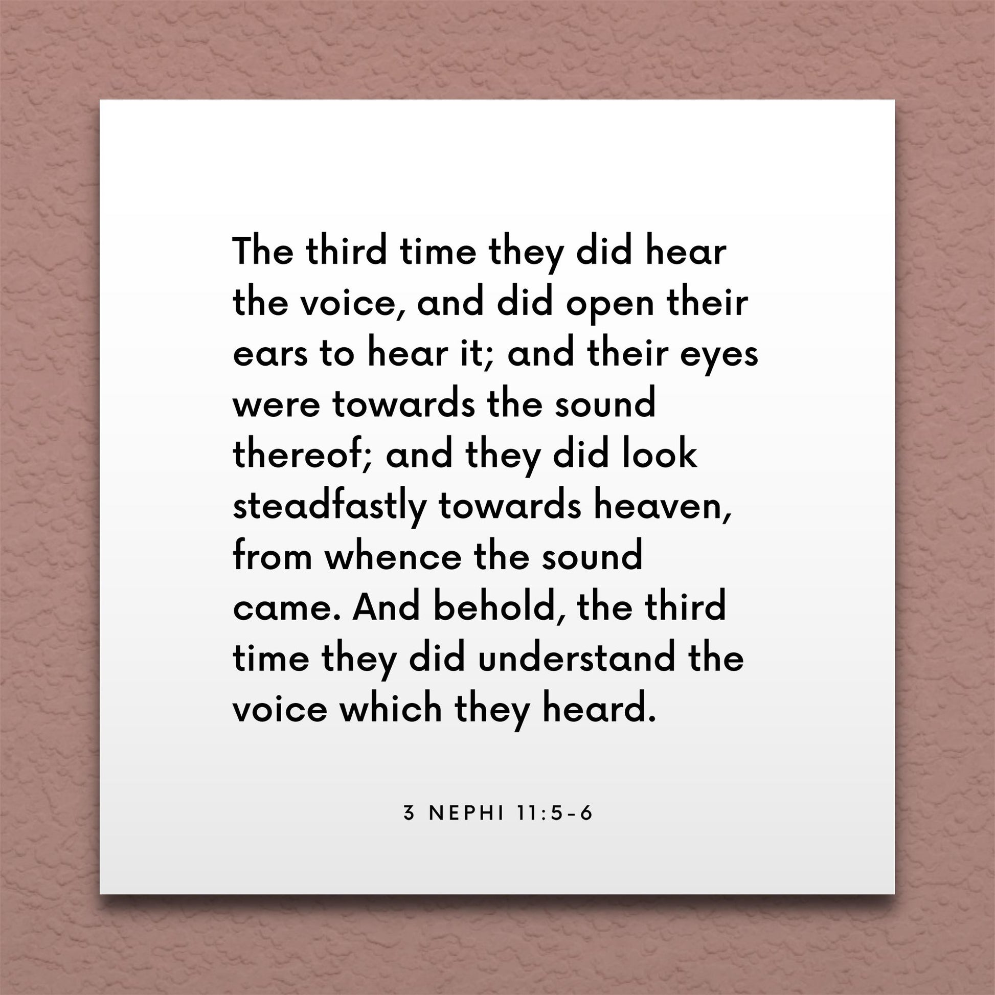 Wall-mounted scripture tile for 3 Nephi 11:5-6 - "They did understand the voice which they heard"