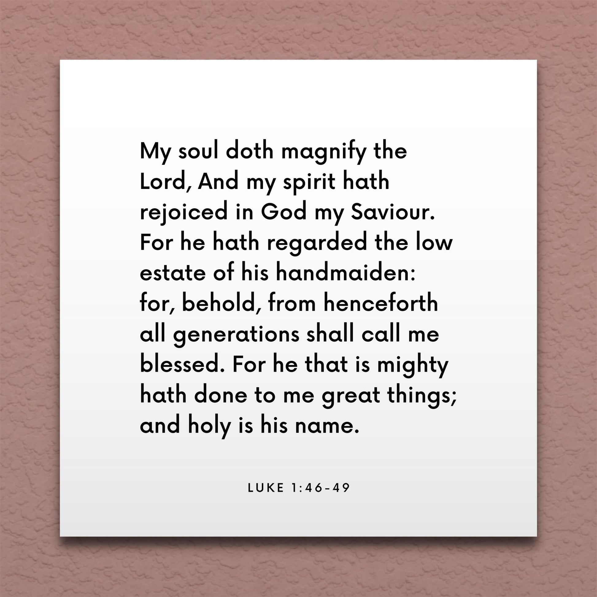 Wall-mounted scripture tile for Luke 1:46-49 - "My soul doth magnify the Lord"
