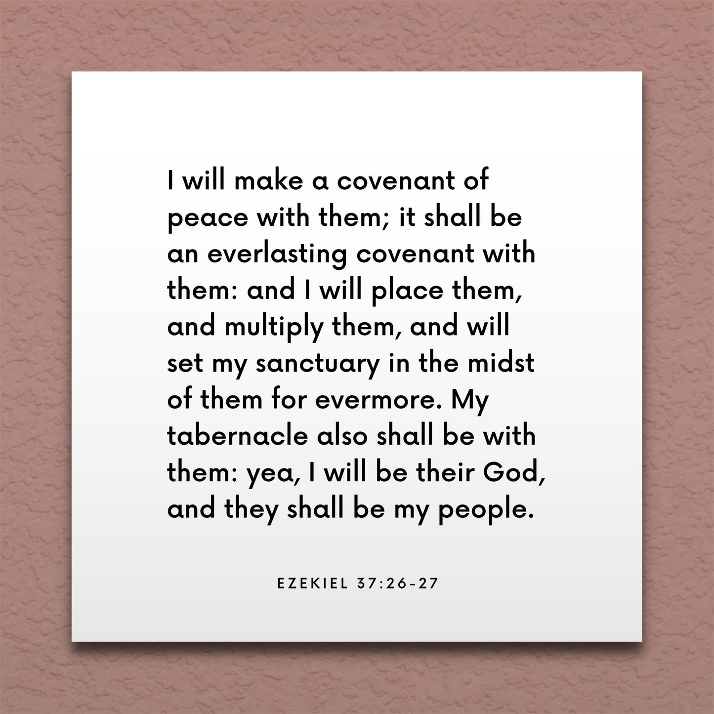 Wall-mounted scripture tile for Ezekiel 37:26-27 - "I will be their God, and they shall be my people"