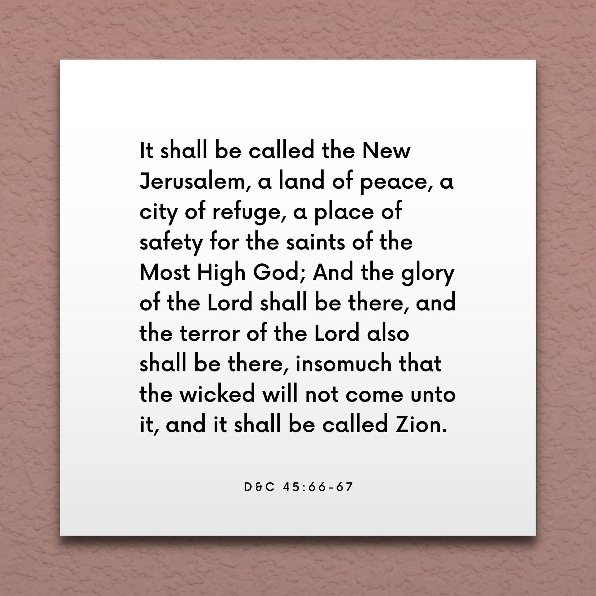 Wall-mounted scripture tile for D&C 45:66-67 - "It shall be called the New Jerusalem"