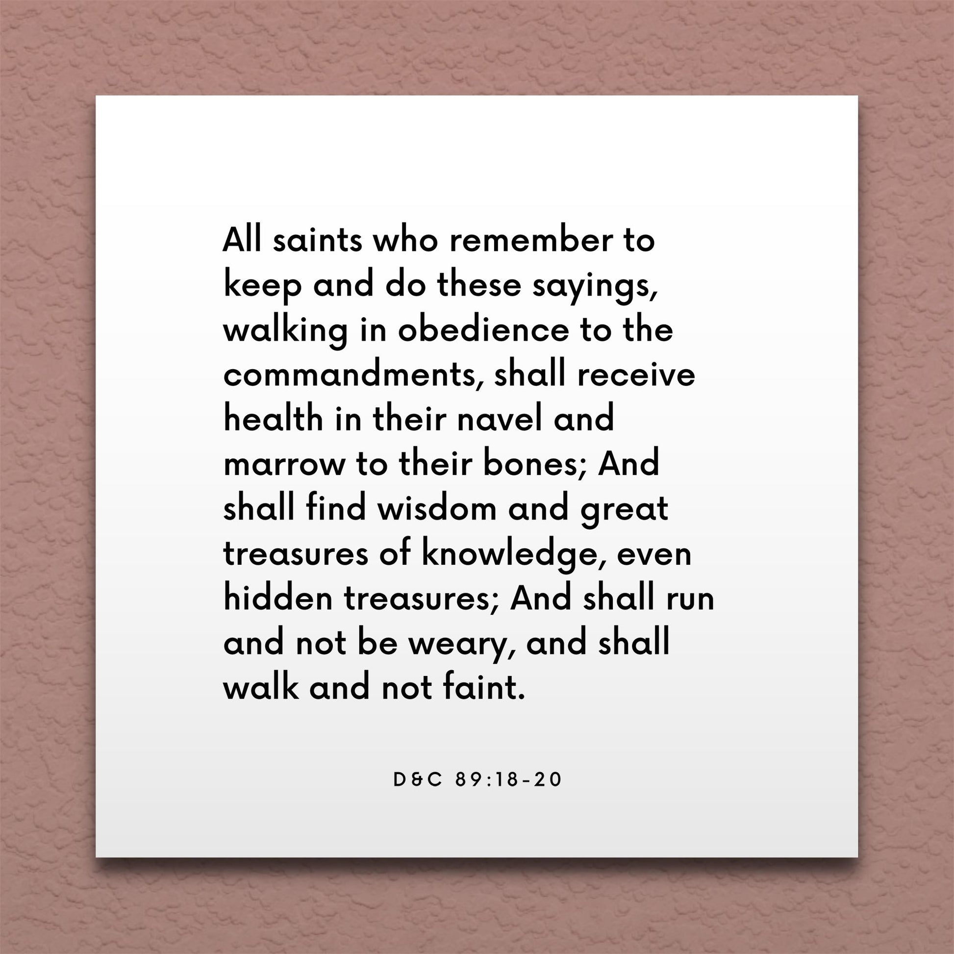 Wall-mounted scripture tile for D&C 89:18-20 - "All saints who remember to keep and do these sayings"