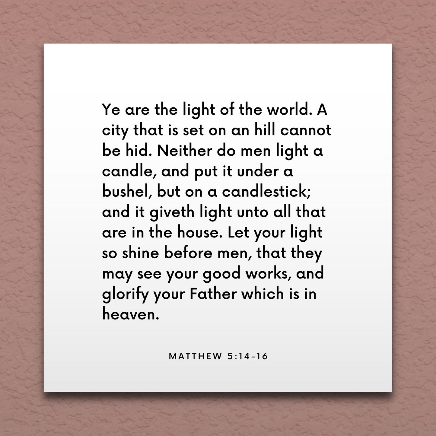 Wall-mounted scripture tile for Matthew 5:14-16 - "Ye are the light of the world"