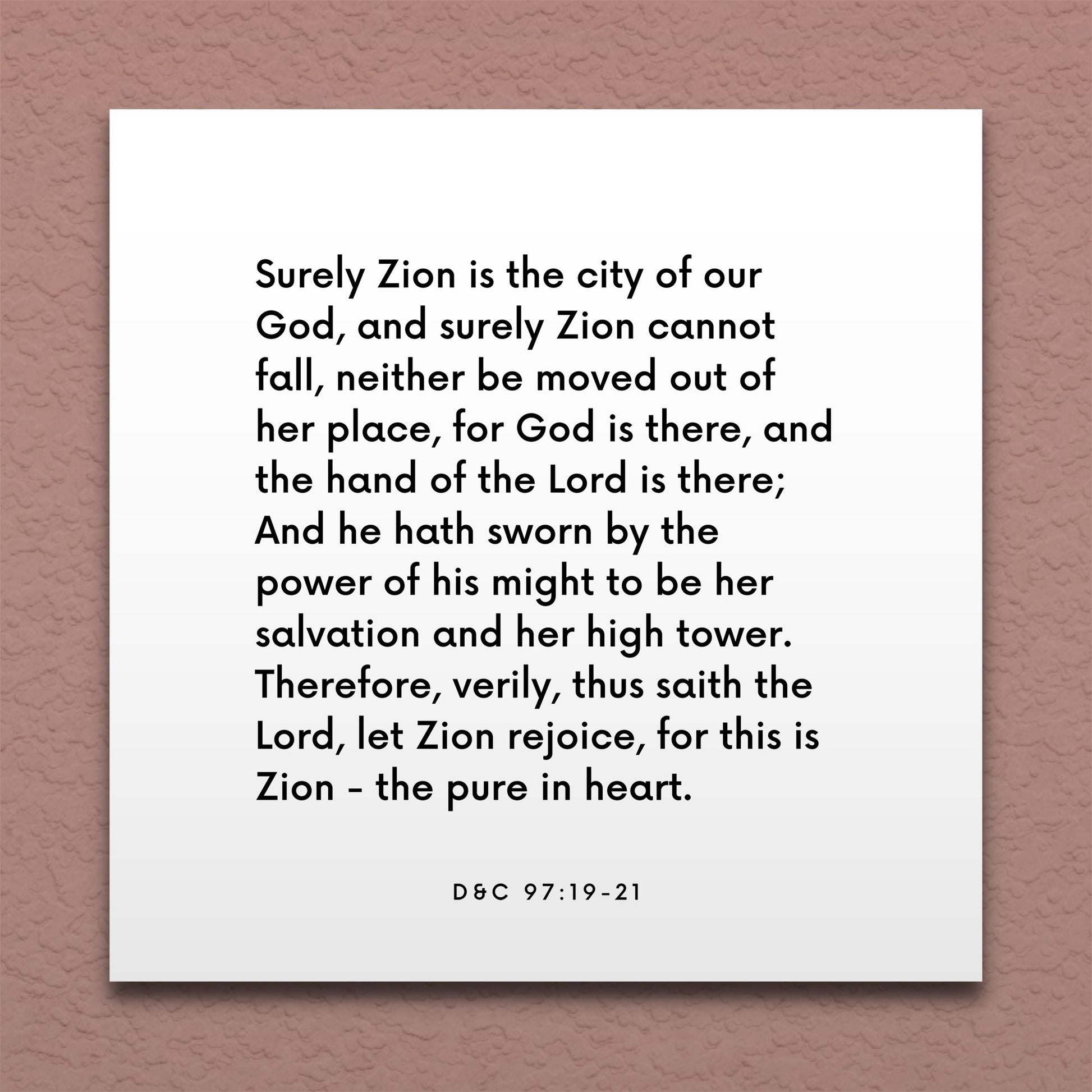 Wall-mounted scripture tile for D&C 97:19-21 - "This is Zion - the pure in heart"