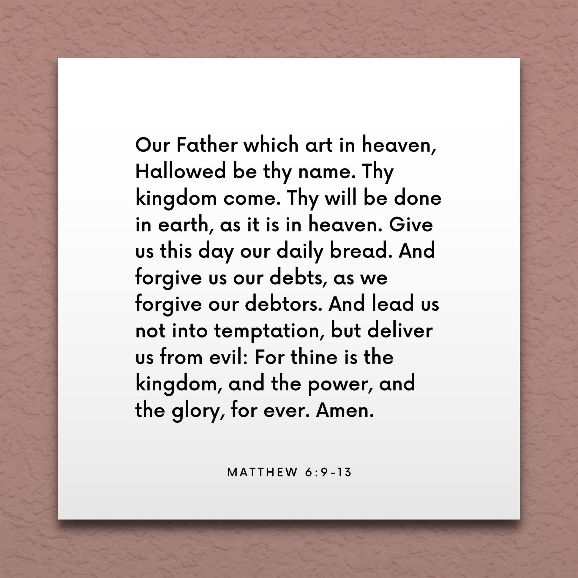 Wall-mounted scripture tile for Matthew 6:9-13 - "Our Father which art in heaven, Hallowed be thy name"