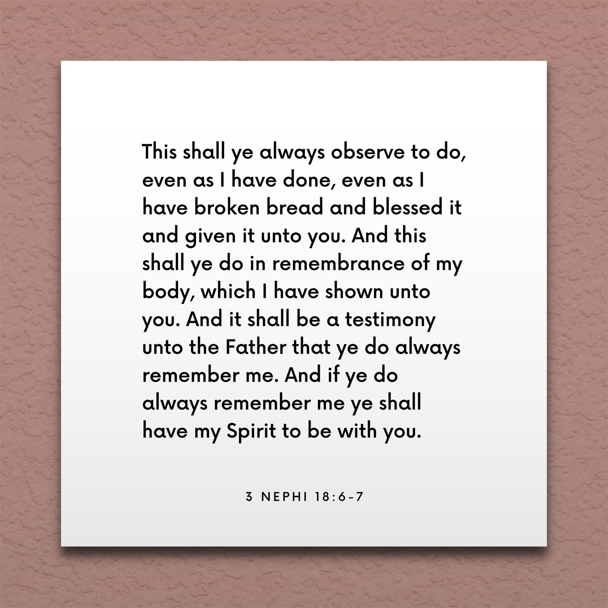Wall-mounted scripture tile for 3 Nephi 18:6-7 - "This shall ye do in remembrance of my body"