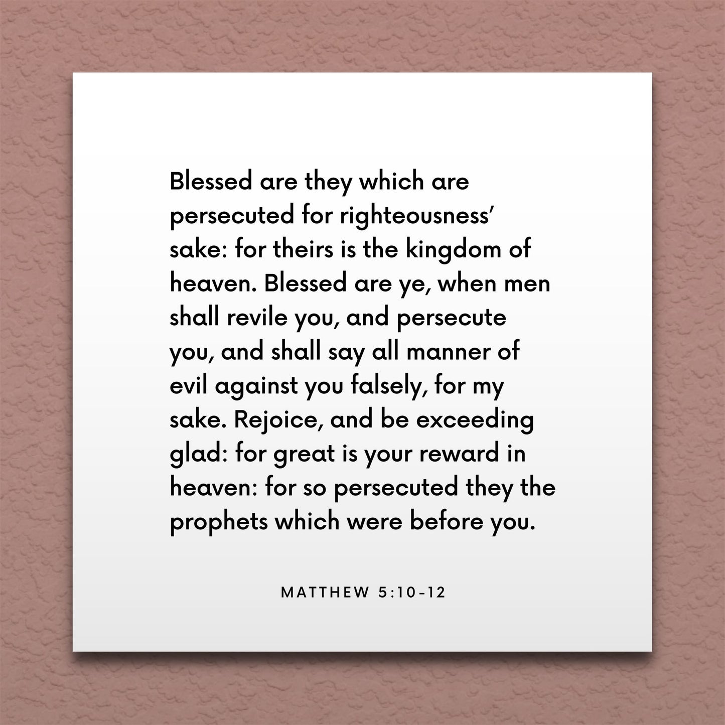 Wall-mounted scripture tile for Matthew 5:10-12 - "So persecuted they the prophets which were before you"