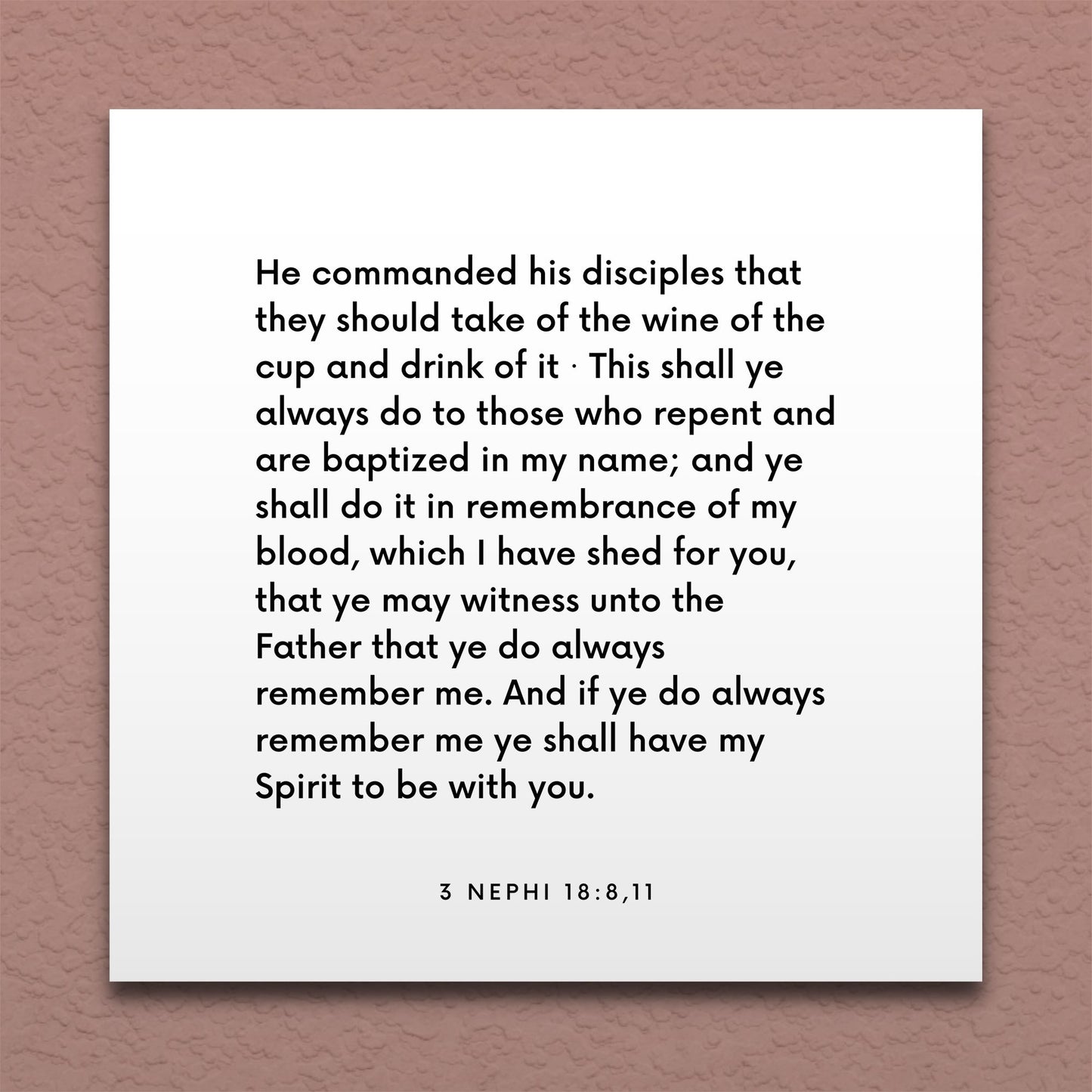 Wall-mounted scripture tile for 3 Nephi 18:8,11 - "This shall ye always do in remembrance of my blood"