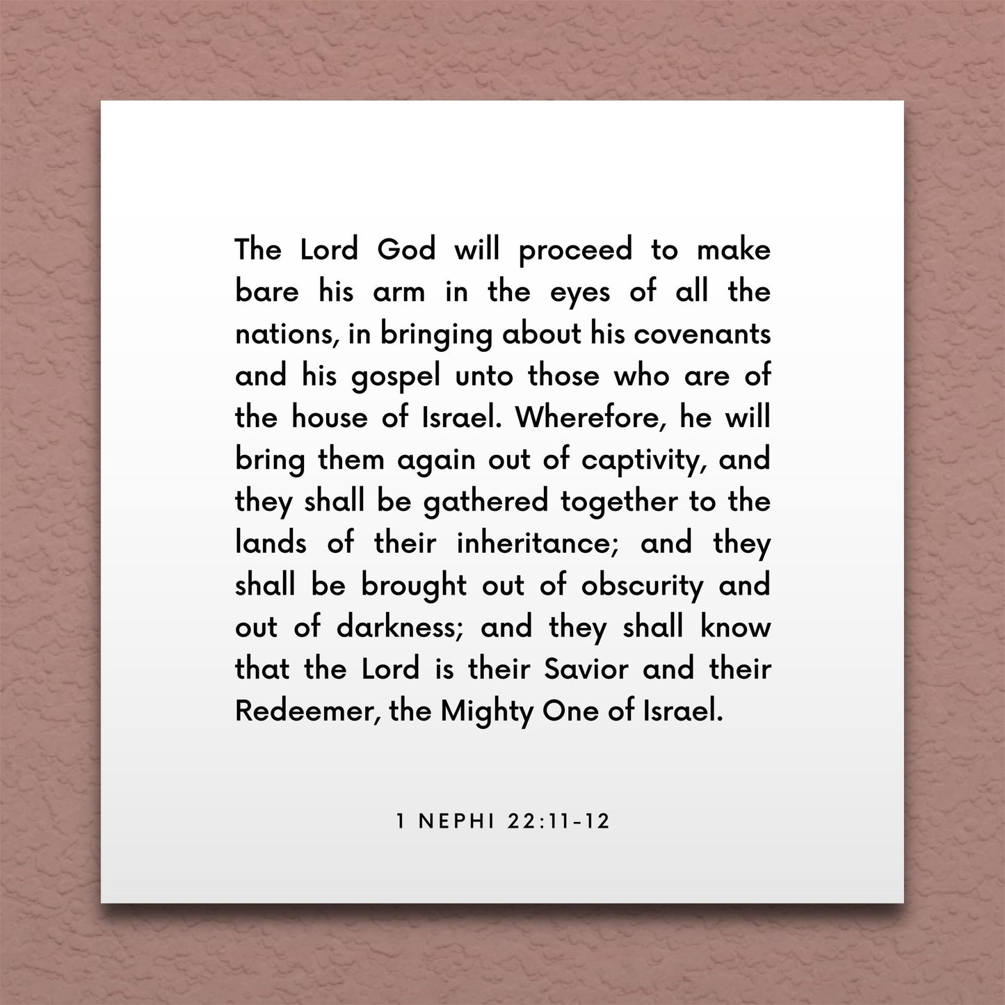 Wall-mounted scripture tile for 1 Nephi 22:11-12 - "They shall know that the Lord is their Savior"