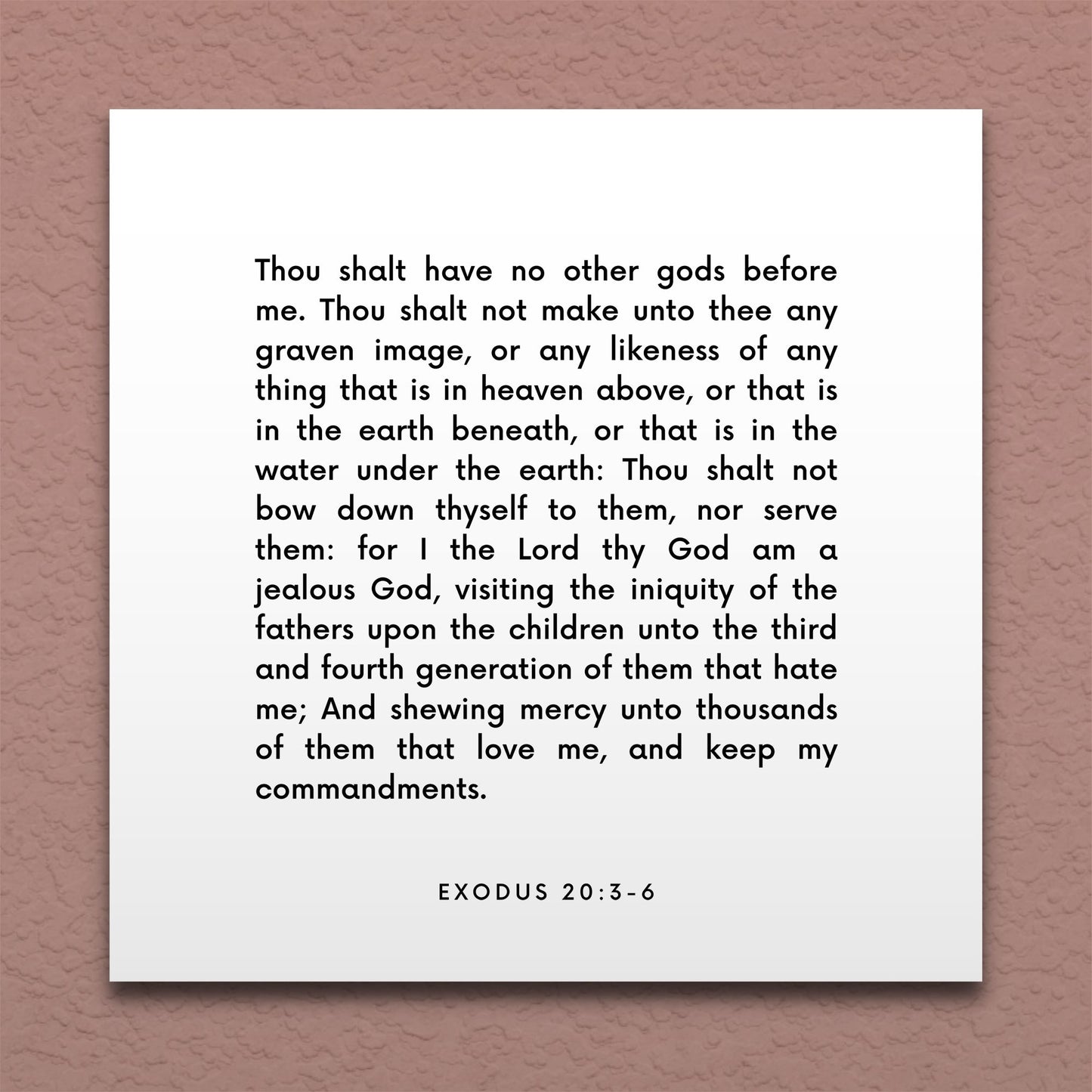 Wall-mounted scripture tile for Exodus 20:3-6 - "Thou shalt have no other gods before me"