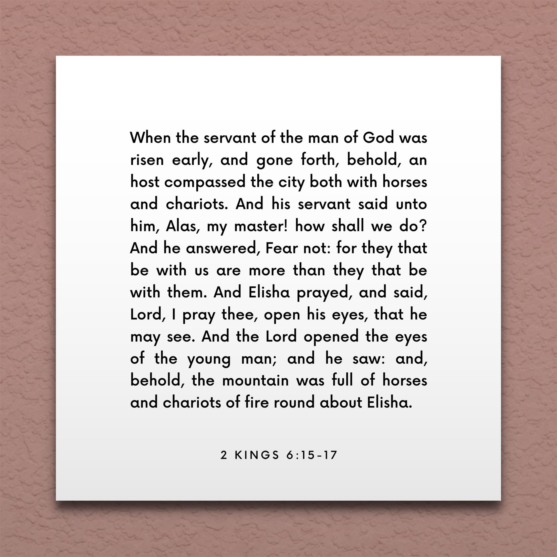 Wall-mounted scripture tile for 2 Kings 6:15-17 - "They that be with us are more than they that be with them"