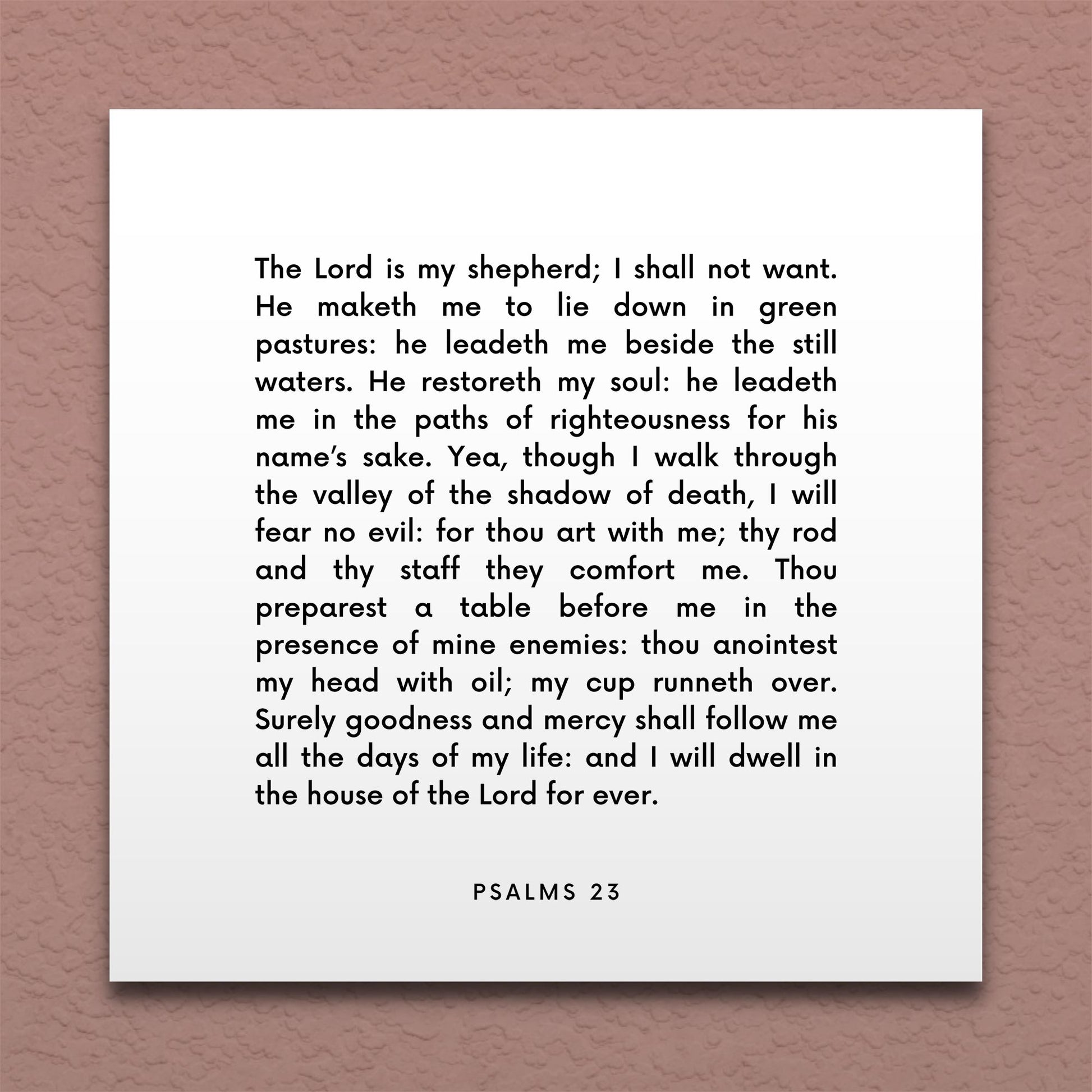 Wall-mounted scripture tile for Psalms 23 - "I will dwell in the house of the Lord for ever"