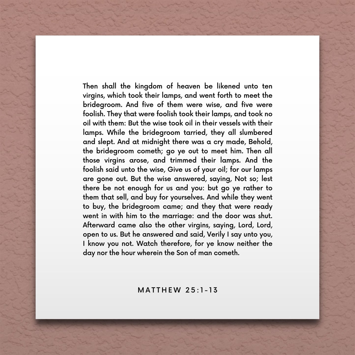 Wall-mounted scripture tile for Matthew 25:1-13 - "Five of them were wise"