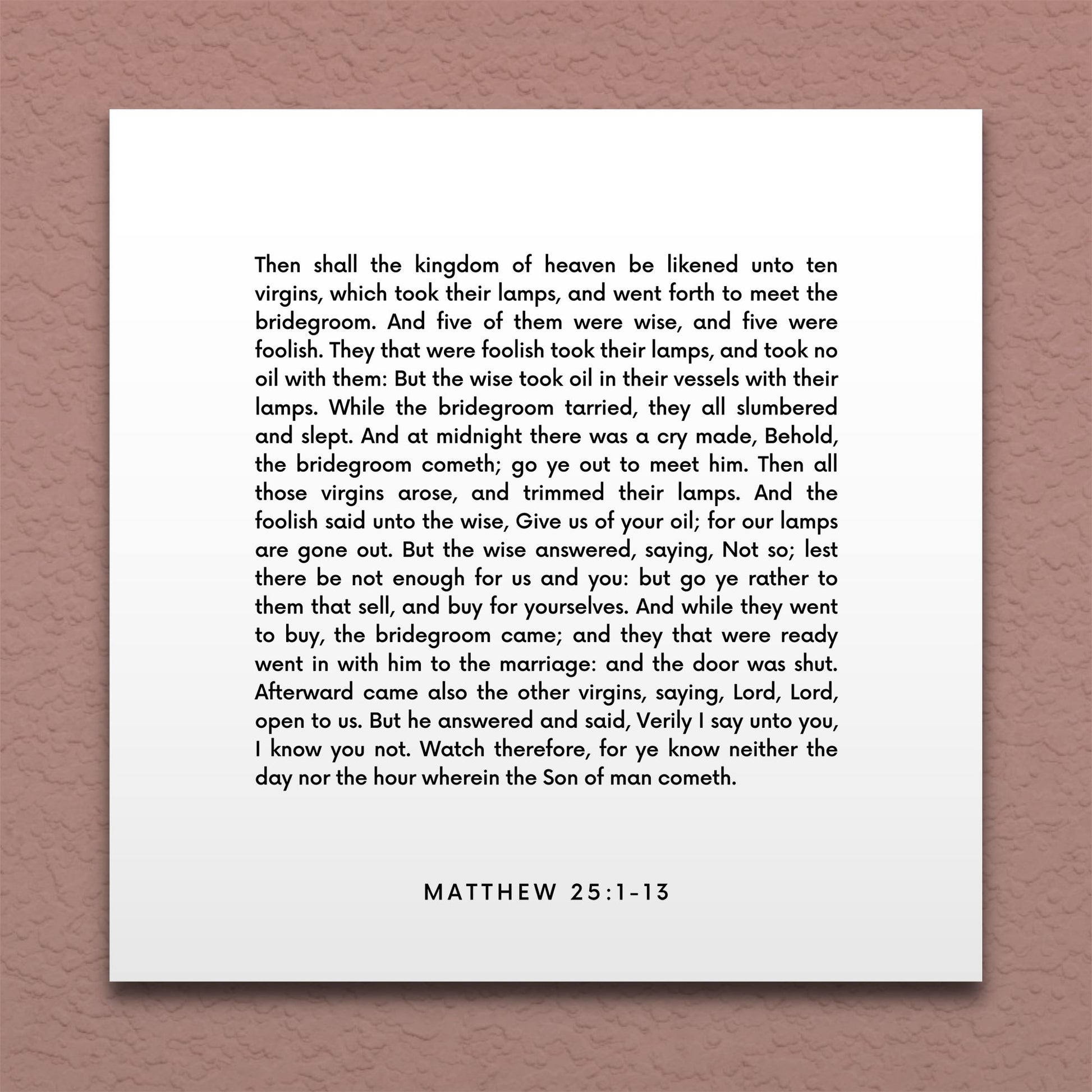 Wall-mounted scripture tile for Matthew 25:1-13 - "Five of them were wise"